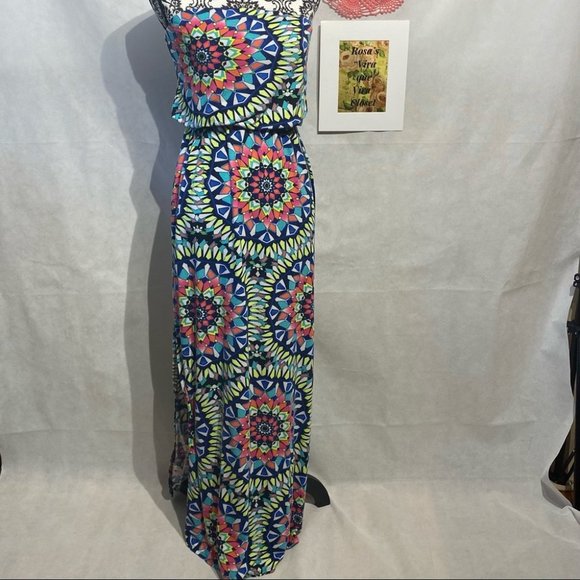 Xhilaration Long Neon Geo Strapless/Strapped Back - Picture 3 of 13